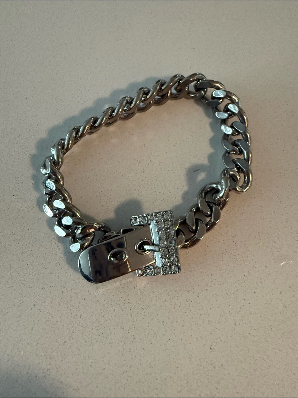 Lia Sophia Silver Chain Bracelet with Crystal Buckle